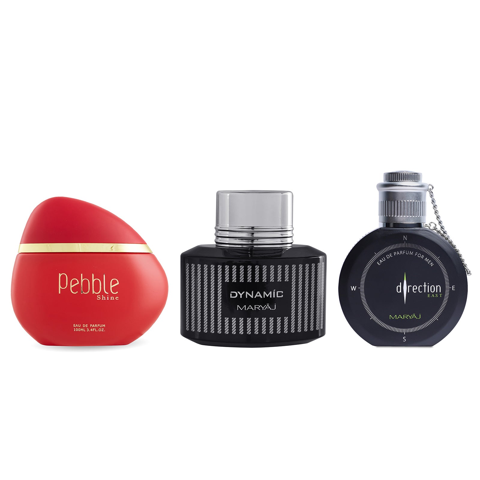 Pebble Shine, Dynamic, Direction East EDP Pack of 3 Combo Unisex 100 ML