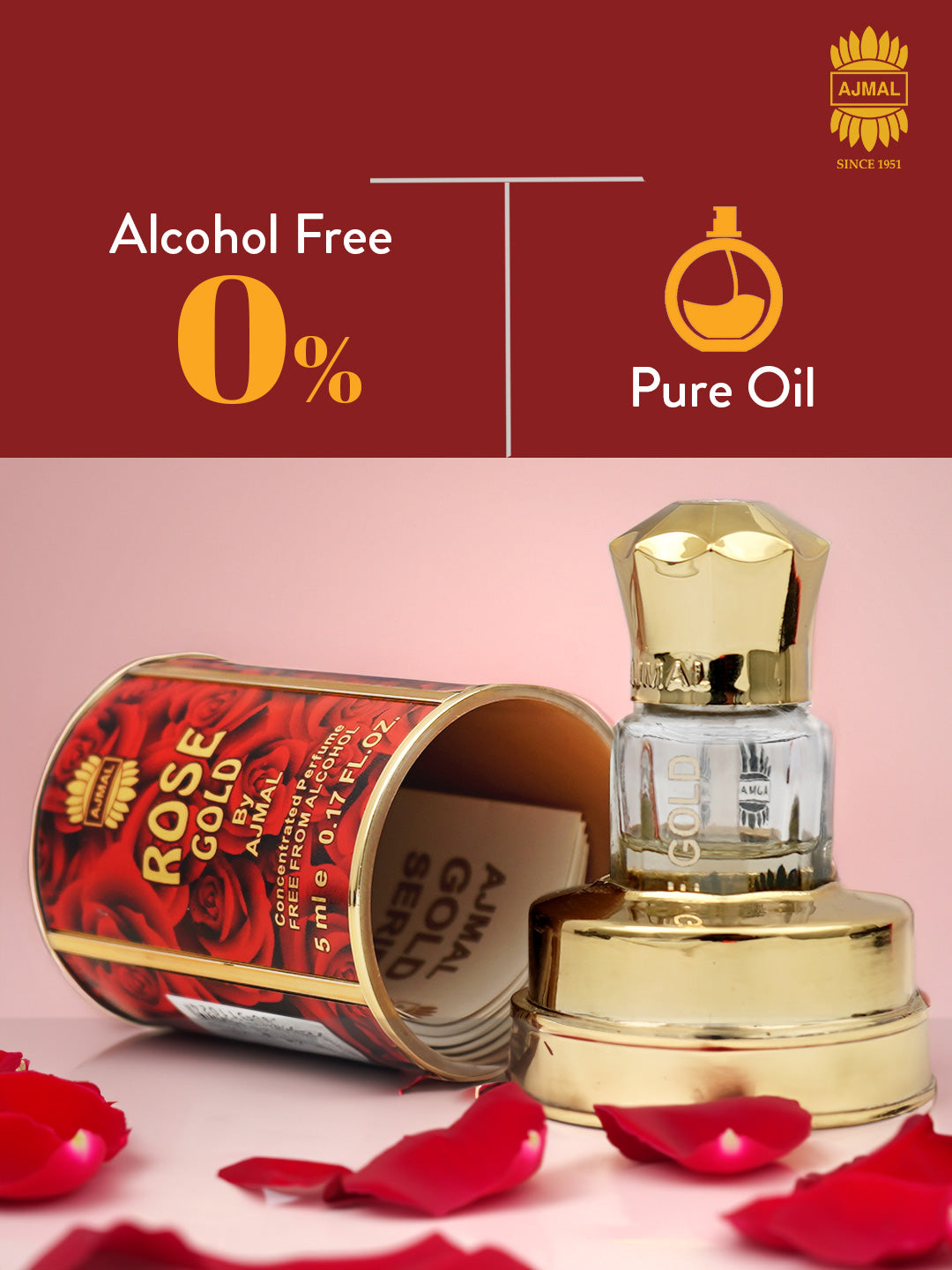 ROSE GOLD Attar Non-Alcoholic Concentrated Perfume Long Lasting Attar for Unisex - 5 ML