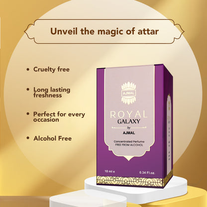 musk attar for women - ROYAL-GALAXY Non-Alcoholic Attar 10ML for Unisex from Ajmal Perfumes