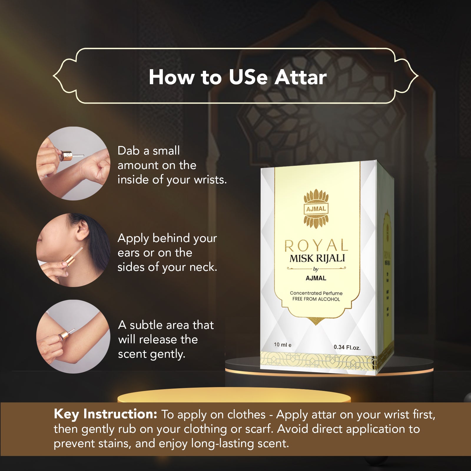 Imam Rijali Royal Misk Rijali Attar 10 ml | Best Musk Attar – Ajmal Perfumes India