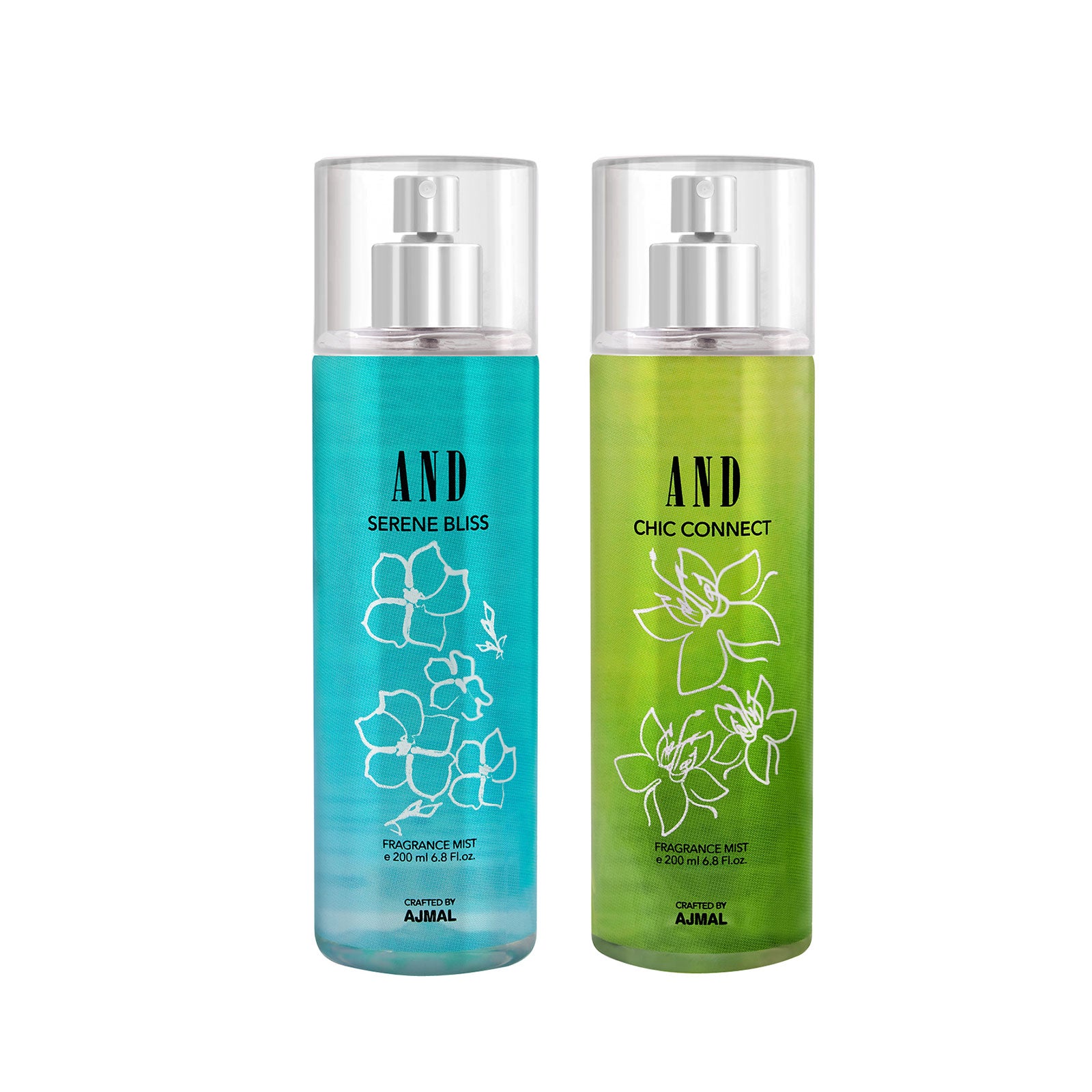 AND Serene Bliss & Chic Connect Pack of 2 Body Mist 200ML each Long Lasting Scent Spray Gift For Women Perfume