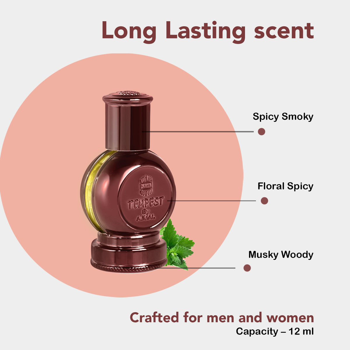 Tempest 12ml Ajmal unisex oriental concentrated attar bottle